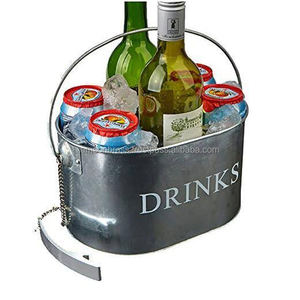Metal Iron Oval Shape Bucket Metal Wine Cooler Ice Bucket Decorative Wine Bucket Custom Party Drinkware - Product Image 1