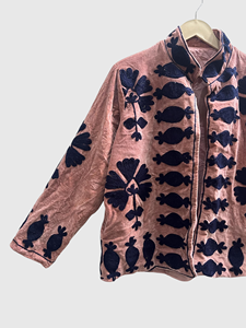 Veste en velours brodée à motif œil, col mandarin, manches longues, design géométrique, broderie à la main, vêtement d'automne pour adulte - Product Image 4