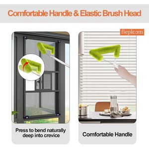 Innovativa Asta Telescopica da 62 Pollici con Spazzola in Fibra per la Pulizia di Finestre e Zanzariere - Product Image 2