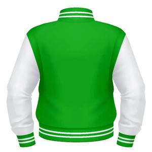 Men's Blue Varsity <b>Jacket</b> With White Sleeves Turn-down Collar Button Closure Preppy Style Autumn Wear - Product Image 3