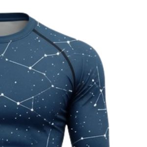 Camiseta de Compresión Azul Marino de Manga Larga con Estampado de Constelaciones, para Entrenamiento Atlético, Gimnasio, Ejercicio, Transpirable, de Secado Rápido, de Alto Rendimiento - Product Image 3