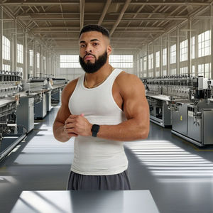 Camiseta de tirantes blanca personalizada con logo para hombre, ideal para gimnasio, culturismo, entrenamiento de rendimiento y musculación. - Product Image 6