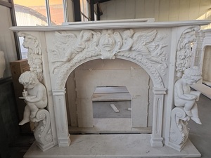 Chimenea <span class=keywords><strong>de</strong></span> Mármol Blanco Natural con Ángeles para <span class=keywords><strong>Decoración</strong></span> del Hogar, Precio <span class=keywords><strong>de</strong></span> Fábrica - Product Image 4