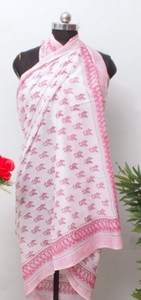 Lightweight Cotton Beach Wrap Pink Floral Pareo Women Summer Cover Up Soft Fabric Stylish Vacation Wear sarongs. - Product Image 2