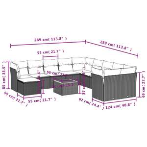 Juego de Sofás de Patio de 12 Piezas en Poliratán Negro con Cojines, Elegante Colección de Muebles para Exteriores - Product Image 3