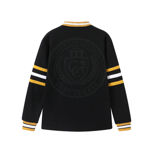 Suéter de Hombre de Alta Calidad, Estilo Griego, con Cuello en V, Color Negro, con Ribete Amarillo y Blanco, Manga Larga, Bordado, para Fraternidad A&M State - Product Image 2