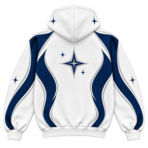 Custom Printed Hooded <b>Sweatshirt</b> Unisex White Blue Pocket Design <b>Tie</b>-<b>dye</b> 100% Cotton French Terry Oversized Fit Casual Winter - Product Image 2
