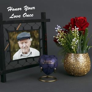 Decorative Aluminum Heart <b>Ash</b> <b>Keepsake</b> Urn Funeral Memorial Container Featuring Elegant Polished Exterior Finish - Product Image 6