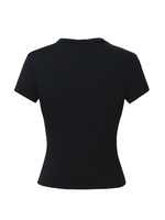 T-shirts en tricot à manches longues pour filles, col rond, décontractés, couleurs personnalisées, 100% coton, tissu extensible moyen, respectueux de l'environnement, dessin animé