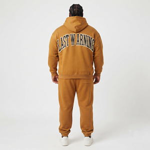 Men Distressed Embroidery Tracksuit Plus Size Zipper Hoodie Sweat <b>Jogger</b> Set Casual 100% Cotton Fleece <b>Oversize</b> Tracksuit Men's - Product Image 2