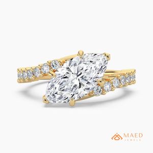 แหวนหมั้นเพชรโมอิสซาไนต์ทรงมาร์คีส์ทอง 14K แหวนแต่งงานทรงวงรี ของขวัญเครื่องประดับสำหรับผู้หญิง เครื่องประดับชั้นดีจากสหรัฐอเมริกา จำหน่ายออนไลน์ - Product Image 1