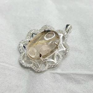 Pendentif en quartz rutilé, alpaga, métaux mélangés, bijoux en cristal naturel faits à la main, cadeau unique pour hommes et femmes - Product Image 3
