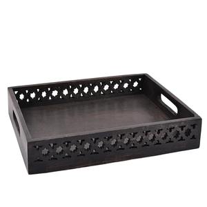 Bandeja de Servir Rústica Hecha a Mano, Rectangular, de Madera de Mango, para Té, Café, Cena o Aperitivos, para Usar en la Cocina o como Decoración del Hogar - Product Image 2