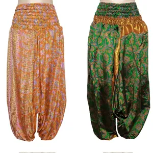 Vintage seda Saree bohemio harem pantalón de moda y cómodo harem pantalón tela de calidad de exportación