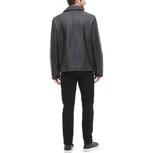 Men Sheepskin Leather Winter Jacket Faux Fur <b>Lined</b> Casual Outdoor Fashion <b>Coat</b> Stylish OEM Custom Design Made in Pakistan - Product Image 4