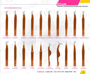 Pince à épiler incurvée d'extension de cils en acier inoxydable de marque privée en gros poignée diamantée semi-incurvée avec pointe pointue à double encoche - Product Image 6