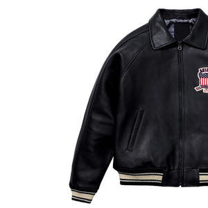 Veste en cuir Avirex de qualité supérieure, meilleur prix, veste d'hiver pour homme, cuir véritable, coupe-vent, imperméable, teinture unie, toutes tailles disponibles - Product Image 3