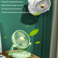 Ventilateur de table pliable à tête oscillante automatique rechargeable avec lumière LED électrique, autonomie de 9 heures, pour la maison et le bureau
