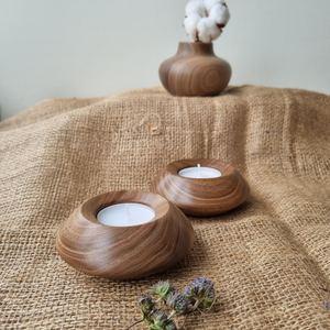 Handmade Acacia Wood <b>Tea</b> <b>Light</b> Holder: Wooden Candlestick - Product Image 5