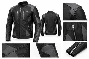 Chaqueta de Motociclista de Cuero Estilo Urbano |   Negro Gris Oliva Borgoña |   Fabricante OEM ODM |   Diseño de Calidad Premium | - Product Image 6