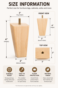 Decorative Hardwood Furniture <b>Legs</b> Durable Sofa <b>Support</b> Feet for Luxury Interior Outdoor Living Room Furniture & Home Decoration - Product Image 2