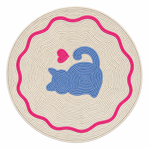 Stylish <b>Beaded</b> Round <b>Placemat</b> | Cat Glass Bead Table Mat for Dining Kitchen Home Decor Handmade Durable Decorative Table Setting - Product Image 1
