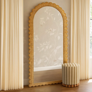 Miroir mural bohème en rotin naturel, décoratif, à bord festonné, pour salon, en provenance du Vietnam. - Product Image 4