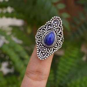 Bague artisanale en lapis-lazuli naturel, argent sterling 925, pour filles et femmes - Product Image 2