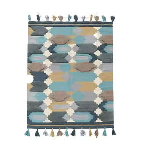 Global Inspired Cotton Dhurrie Rug Handwoven Tribal Style Flat Weave <b>Mat</b> Latex for Home Decor Travel-Retail Display Bulk Supply - Product Image 5