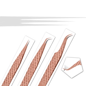 Pinzas de extensión de pestañas personalizadas de oro rosa Fácil agarre Fibra de volumen de acero inoxidable Fabricante al por mayor de pestañas - Product Image 1