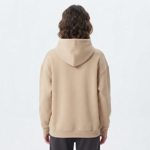 Sudadera con capucha extragrande de algodón color beige de moda con logotipo personalizado, ropa urbana premium para mujer - Product Image 4