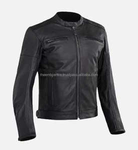 Chaqueta de moda de cuero de diseño Premium de alta calidad para hombre, chaqueta de cuero negra ajustada con estilo para hombre - Product Image 2
