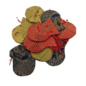 Asthamangal Gift Craft Oval Silk Jewelry <b>Pouch</b> Florals Pattern <b>Drawstring</b> Closure Washable Style Engraved Printing-Thanksgiving - Product Image 5