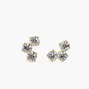 Pendientes de Oro Sólido de 14K de Primera Calidad con 6 Diamantes Cultivados en Laboratorio, 0.38CT, Engaste de Puntas, Certificado IGI, para Bodas, Aniversarios y Fiestas - Product Image 6