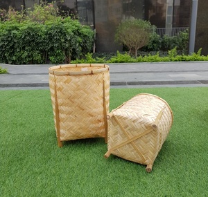 Cesta de bambú natural para manualidades, cesta de bambú de la mejor calidad con patrón de caro para almacenamiento, organización y decoración del hogar, hecha en Vietnam - Product Image 3