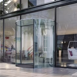 <span class=keywords><strong>Porte</strong></span> en verre automatique rotative de luxe pour entrées d'hôtels, construction en verre trempé imperméable avec finition de surface haut de gamme - Product Image 2