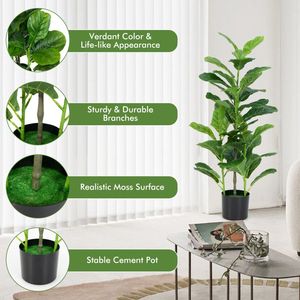 2 Pack Indoor and Outdoor Artificial Fiddle Leaf Fig <b>Tree</b> High Quality <b>Plastic</b> Palms with Durable Stand - Product Image 6