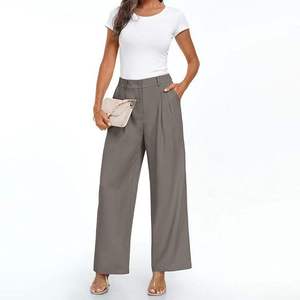 Pantalones de Vestir de Pierna Ancha para Mujer, a la Moda, de Cintura Alta, Transpirables, para Trabajo, OEM ODM - Product Image 2