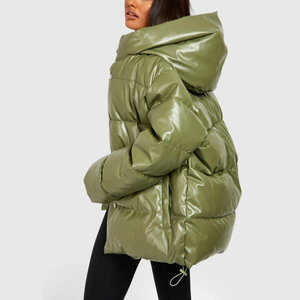 Best Custom <b>Women</b> Winter Bubble Oversized Faux Leather <b>Puffer</b> <b>Jacket</b> Premium <b>Puffer</b> <b>Jacket</b> - Product Image 5