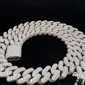 New Arrival Unisex Cuban Chain with 10K Yellow <b>Gold</b> Rhodium Plated Hip Hop Lab Grown Diamond Jewelry for Weddings Parties India - Product Image 4