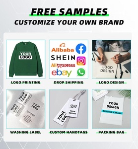 Oversized High Quality Heavyweight <b>Hip</b> Hop Cotton Fleece Men's Custom Logo Embroidered Print Crew Neck Sweatshirt - Product Image 5