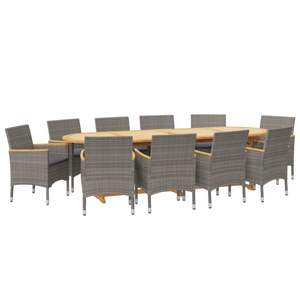 Juego de Comedor de Jardín de Madera de Acacia Sólida Gris de 11 Piezas, Producto Duradero - Product Image 3