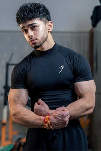 athletic gym compression tshirt men workout fitness tee quick dry stretch sportswear supplier - Product Image 5