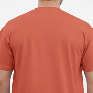 Men's Orange Casual Two Piece <b>Set</b> Crew Neck T-Shirt And Cargo Shorts Solid Color Breathable <b>Knitted</b> Summer Wear - Product Image 3