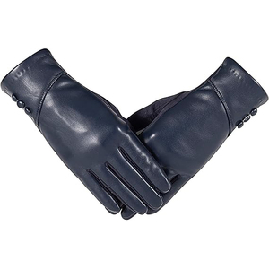 Fashionable Womens Long Leather <b>Gloves</b> With Fringe Details And <b>Warm</b> Lining For Winter Evening Events - Product Image 1