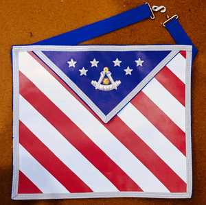 Tablier maçonnique fait main Ventoria Enterprises, best-seller, avec drapeau américain, insignes de Loge Bleue, broderie équerre et compas - Product Image 2