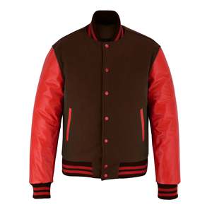 Chaquetas Varsity de cuero/lanzafe de diseño personalizado con mangas de cuero, estilo ropa de invierno, para venta en línea a precio económico. - Product Image 1