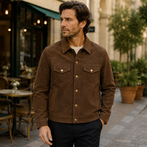 Men's Solid Winter Leather Jacket High Quality 320g Luxury Vintage Style Motorcycle <b>Coat</b> <b>Zipper</b> Front Logo Stand Collar Custom - Product Image 4
