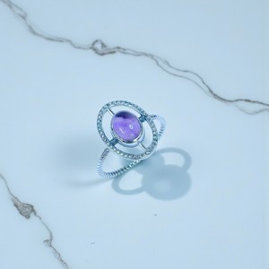 Bague en améthyste au design unique, argent sterling 925, bagues en pierres précieuses, prix de gros, bagues et bijoux en argent - Product Image 2