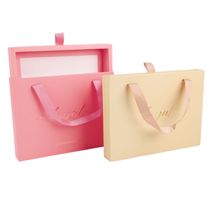 Custom Eco-Friendly Handmade Pink Valentine's Day Luxury <b>Gift</b> <b>Box</b> for Jewelry Cardboard Sliding Drawer Ribbon Handle Hot - Product Image 1